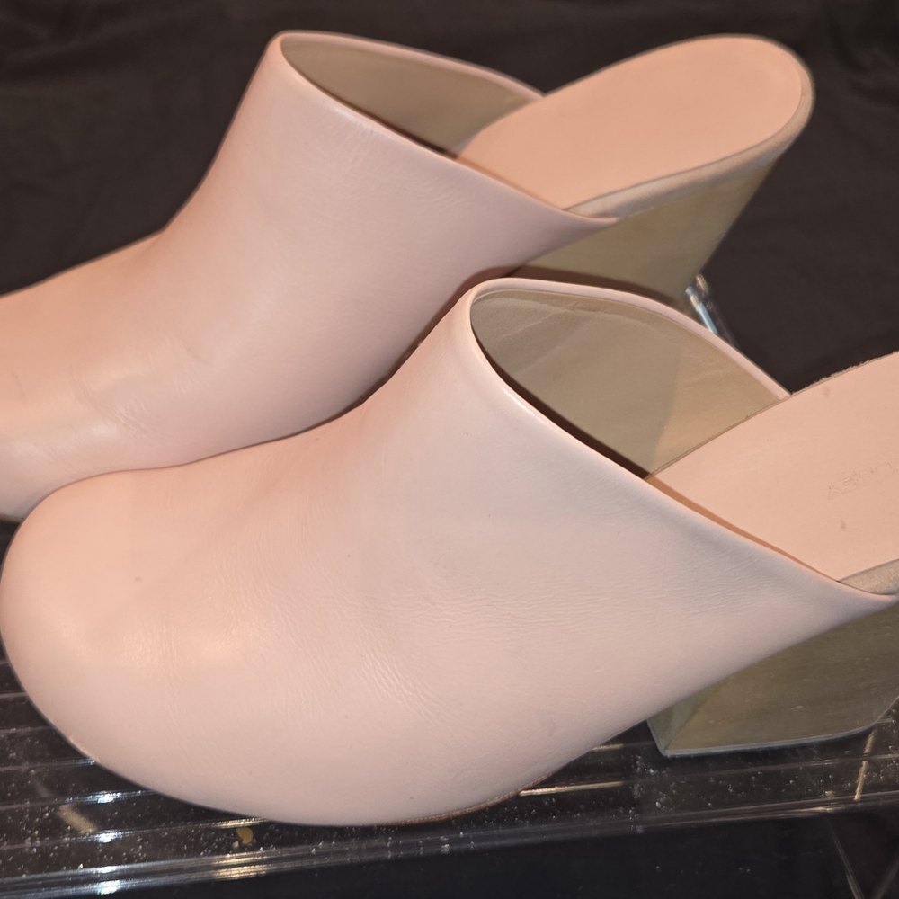 Rachel Comey Blush Mules with Wooden Block Heel